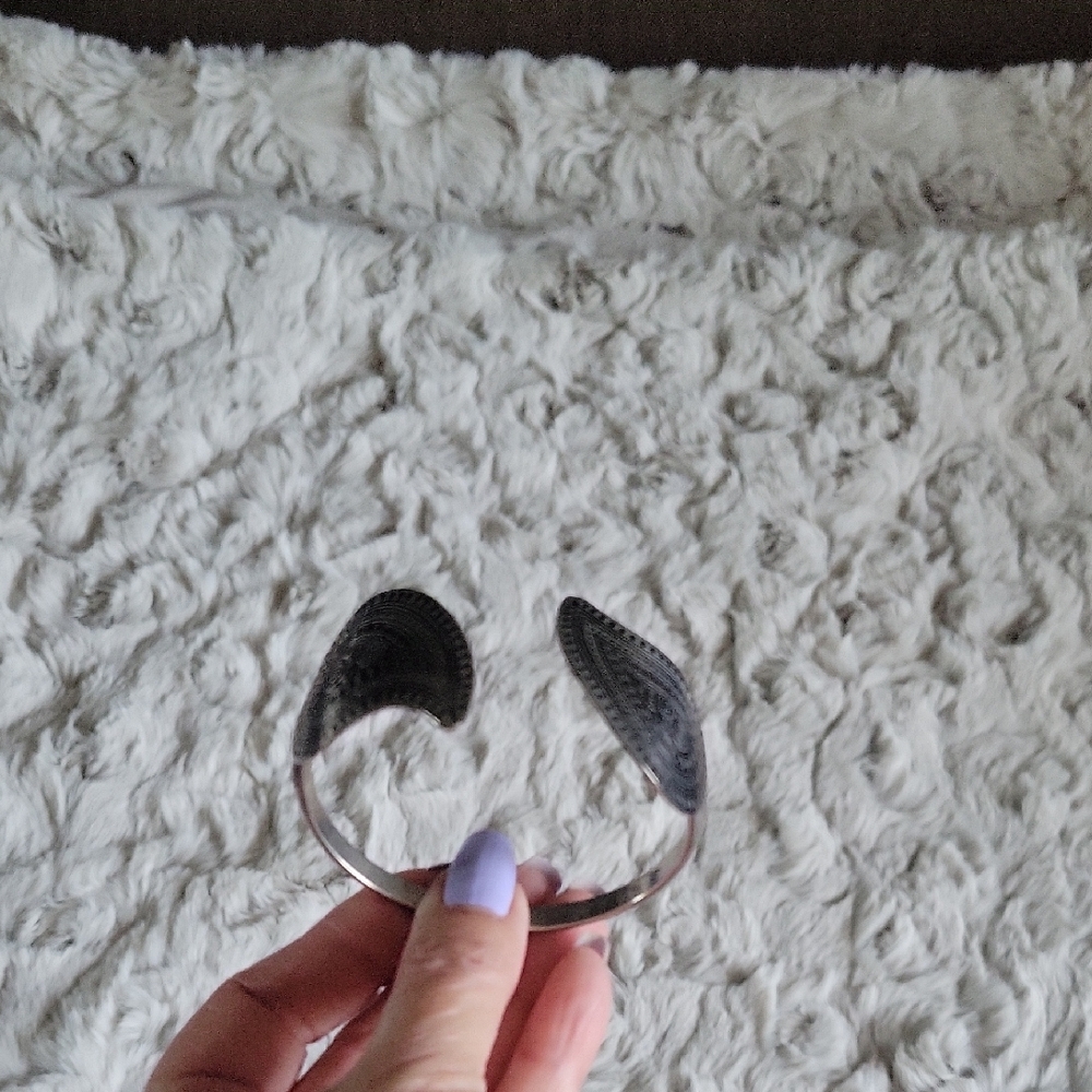 Sleek Black and Silver Cuff Bracelet